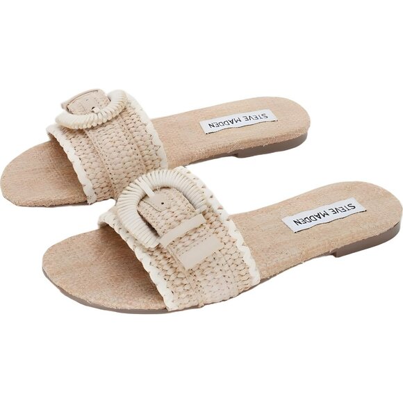 Steve Madden Merla Raffia Buckle Slide Sandals Women's US 6M - Picture 2 of 6